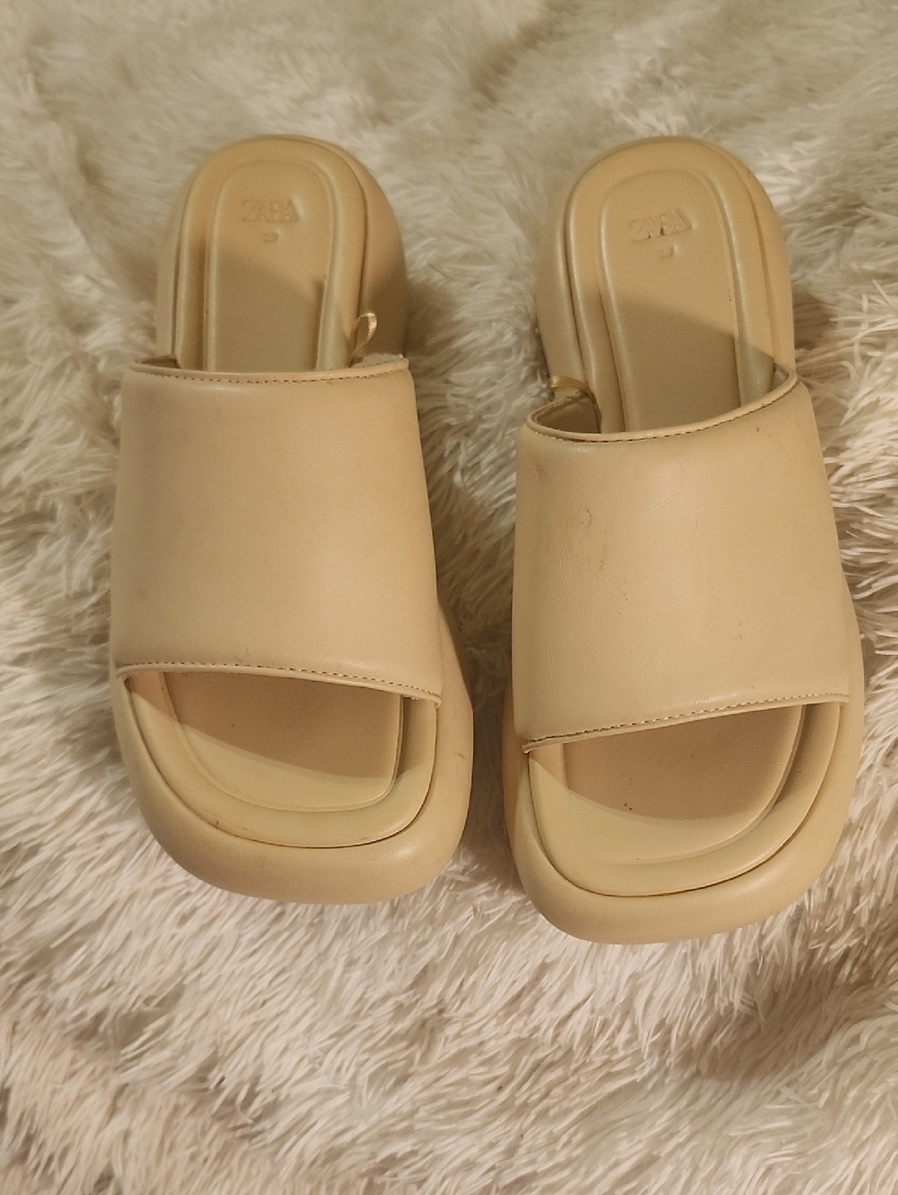ZARA FLATFORM SANDALS BEIGE SIZE 39